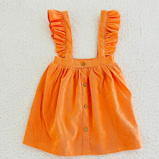 Orange Corduroy Suspender Dress