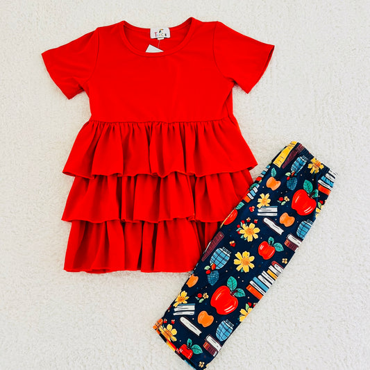 Red Ruffle Back to School Set