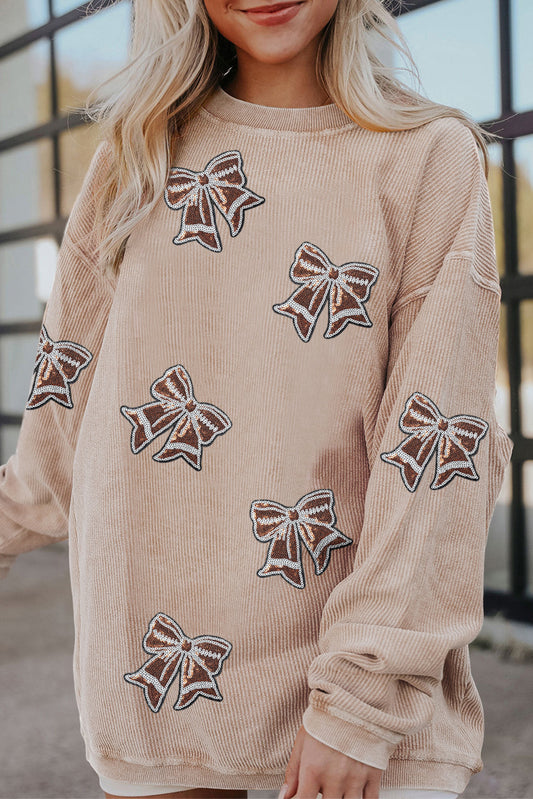 Tan Football Sequin Pullover