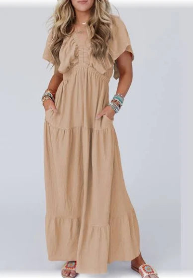 Parchment Flutter Sleeve Maxi